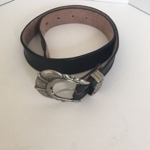 VTG Nuovo Leather with Silver Western Buckle Belt